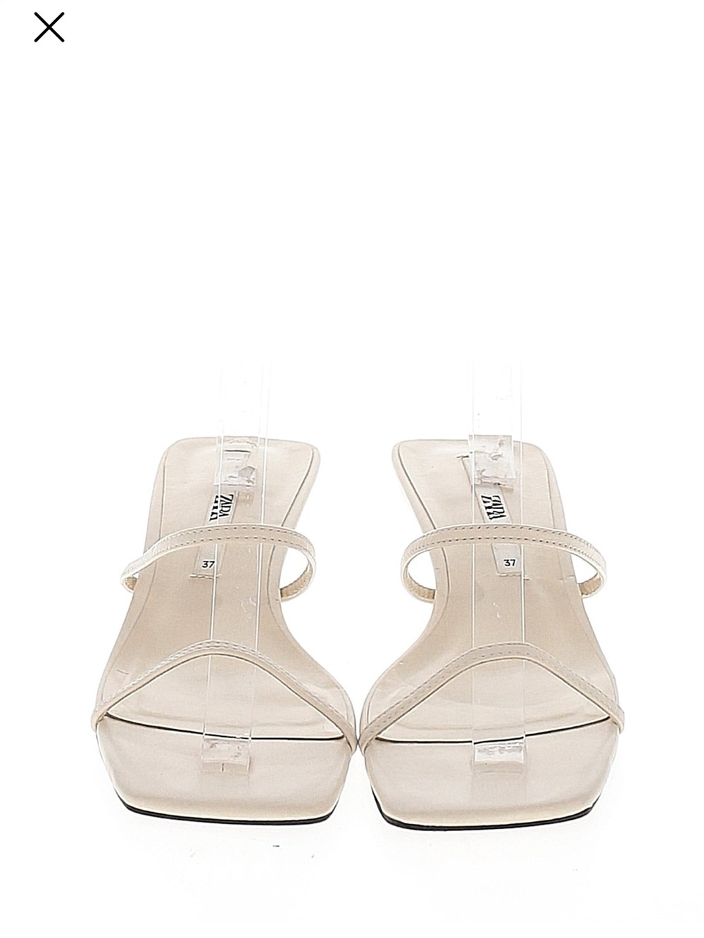 ZARA Beige Square-Toe Double-Strap Heeled Sandals